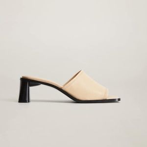 MANGO leather heeled mules